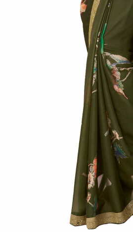 Georgette Green Color Saree With Blouse Piece by MGC