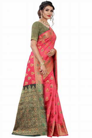 MGC Silk Pink colour saree with blouse piece SP670