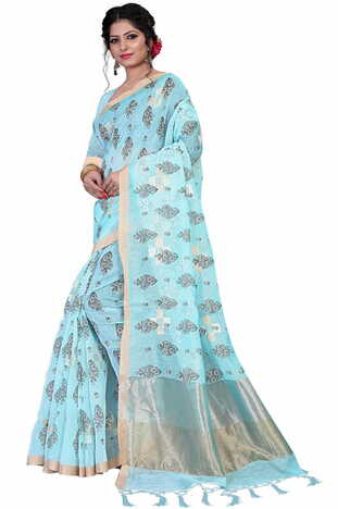 MGC Linen Blue Color Saree SP52