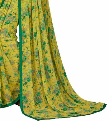 MGC Georgette Yellow colour saree with blouse piece SP870