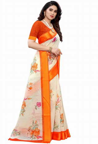 MGC Linen Off White Colour Saree With Blouse Piece Sp599