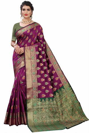 MGC Silk Purple colour saree with blouse piece SP671