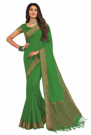 MGC Tussar Silk Green colour saree with blouse piece SP726