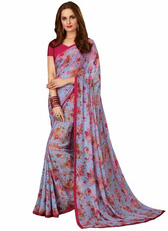 MGC Georgette Blue colour saree with blouse piece SP871