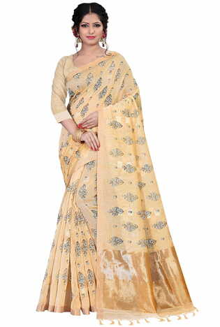 MGC Linen Off White Color Saree SP51