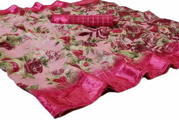 MGC Cotton Peach coloue sarees with blouse piece SP350