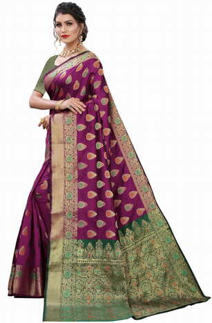 MGC Silk Purple colour saree with blouse piece SP671