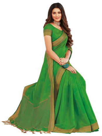 MGC Tussar Silk Green colour saree with blouse piece SP726