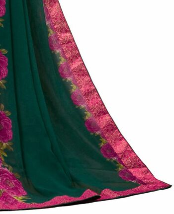 MGC Georgette Green colour saree with blouse piece SP983