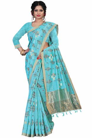 MGC Linen Blue Color Saree SP48