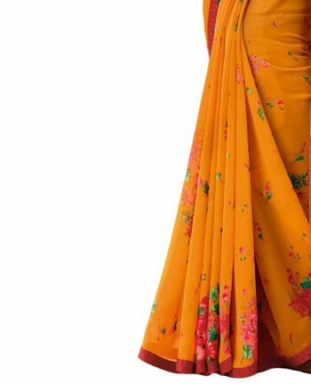 MGC Georgette Yellow colour saree with blouse piece SP923