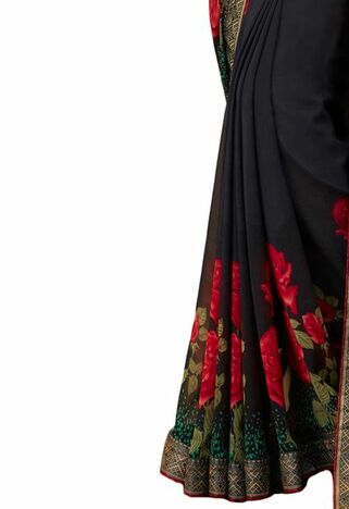 MGC Georgette Black colour saree with blouse piece SP987