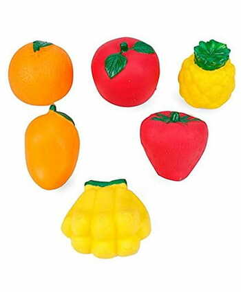 MGC Ratna's Squeezy Toys Fruit 6 pcs Pack for Infants. The Sweet Musical Sound of The Squeezy Toy Makes Kids Happy and Makes Their Childhood Fun Filled