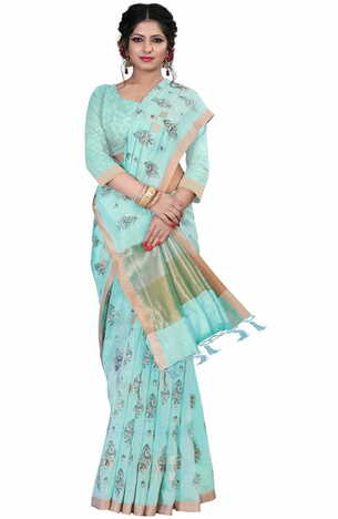 MGC Linen Blue Color Saree SP50