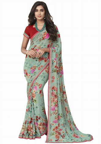 MGC Georgette Multi Colour saree with blouse piece SP271