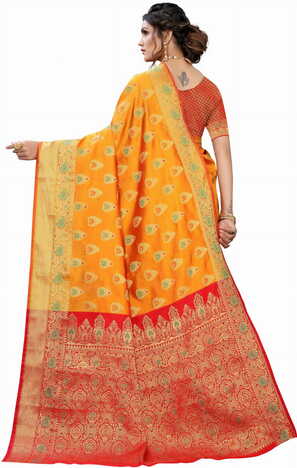 MGC Silk Orange colour saree with blouse piece SP672