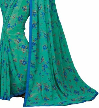 MGC Georgette Green colour saree with blouse piece SP872