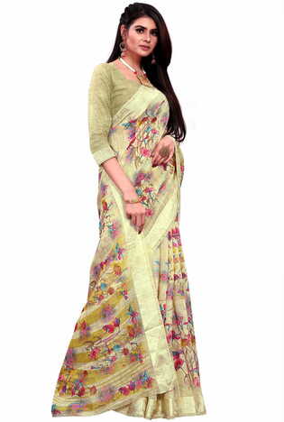 MGC Cotton Beige coloue sarees with blouse piece SP351