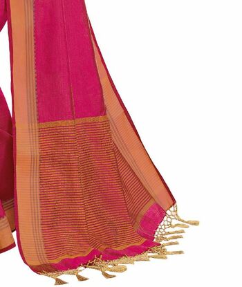 MGC Tussar Silk Rani colour saree with blouse piece SP727