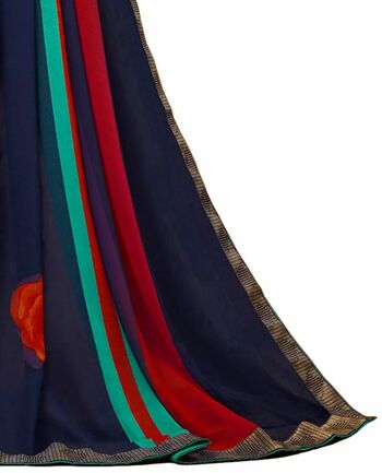 MGC Georgette Navy Blue colour saree with blouse piece SP984