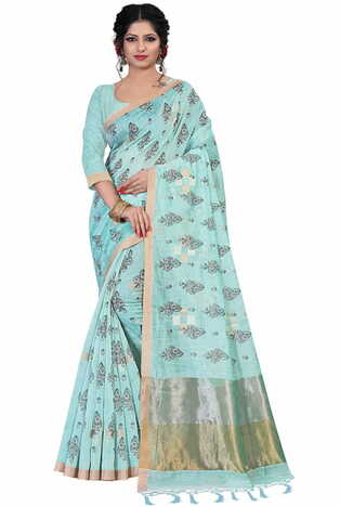 MGC Linen Blue Color Saree SP50