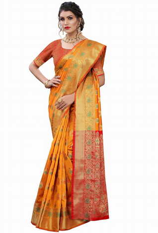 MGC Silk Orange colour saree with blouse piece SP672