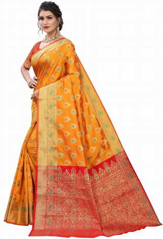 MGC Silk Orange colour saree with blouse piece SP672