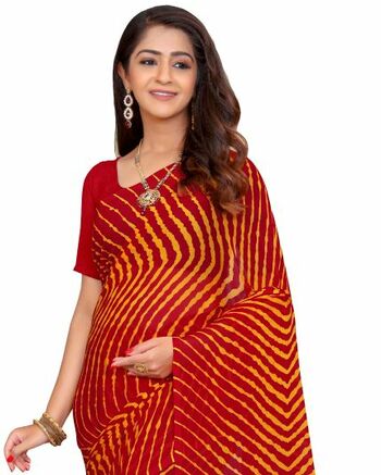 MGC Chiffon Maroon colour saree with blouse piece SP729