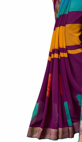 MGC Georgette Purple colour saree with blouse piece SP985