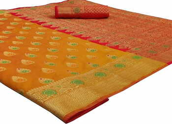 MGC Silk Orange colour saree with blouse piece SP672