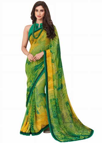 MGC Georgette Multi Colour saree with blouse piece SP278