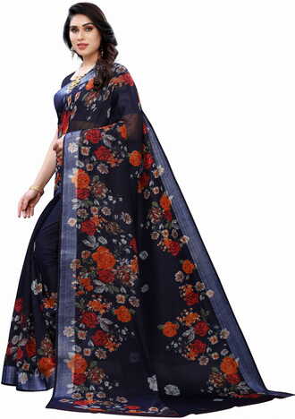 MGC Linen Blue Colour saree with blouse piece SP353