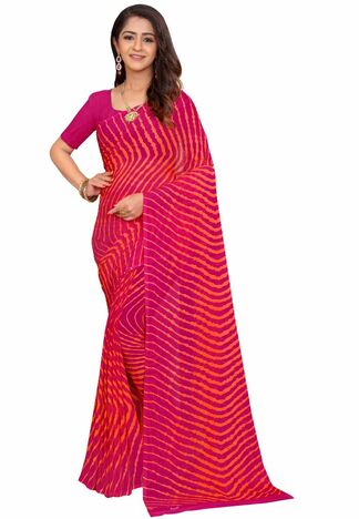 MGC Chiffon Magenta colour saree with blouse piece SP731