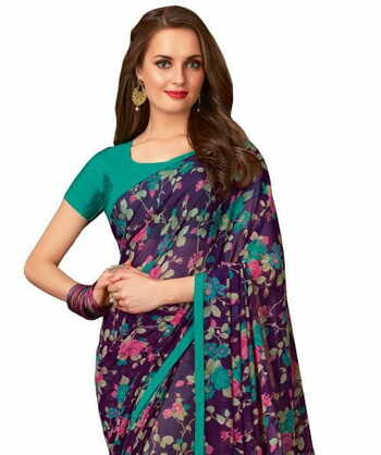 MGC Georgette Purple colour saree with blouse piece SP874