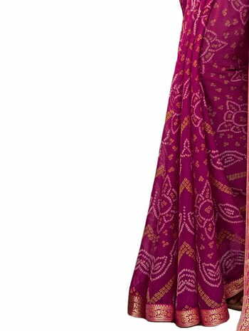 Chiffon Purple Color Saree With Blouse Piece by MGC