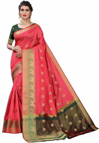 MGC Silk Pink colour saree with blouse piece SP673