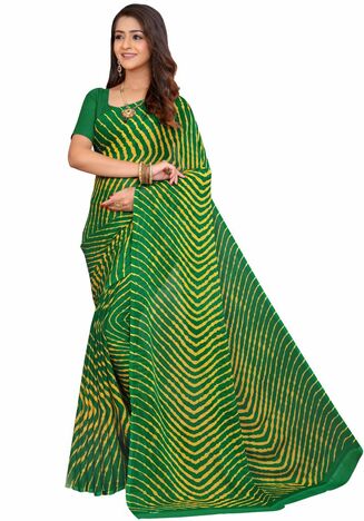 MGC Chiffon Green colour saree with blouse piece SP730