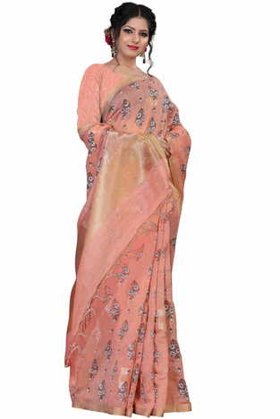 MGC Linen Peach Color Saree SP49