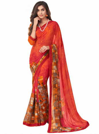 MGC Georgette Multi Colour saree with blouse piece SP276