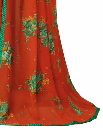 MGC Georgette Orange colour saree with blouse piece SP922