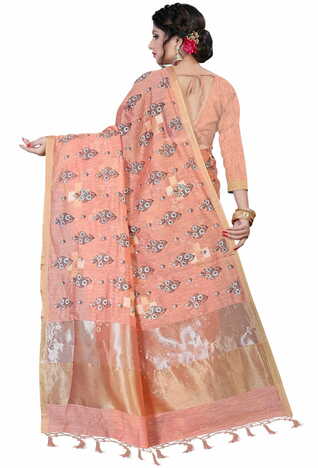 MGC Linen Peach Color Saree SP49