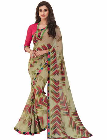 MGC Georgette Multi Colour saree with blouse piece SP277