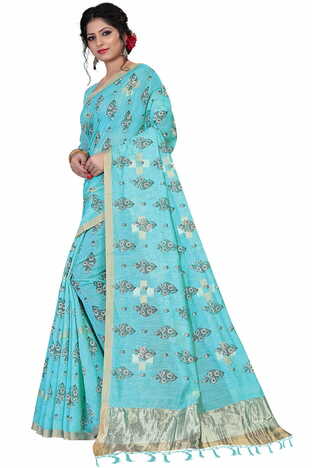 MGC Linen Blue Color Saree SP48