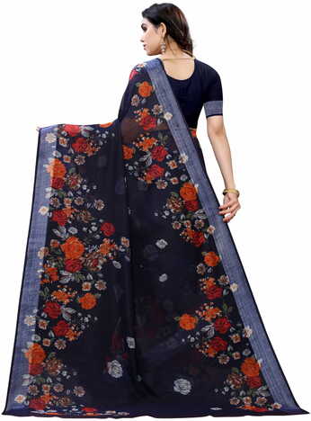 MGC Linen Blue Colour saree with blouse piece SP353