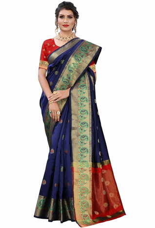 MGC Silk Blue colour saree with blouse piece SP674