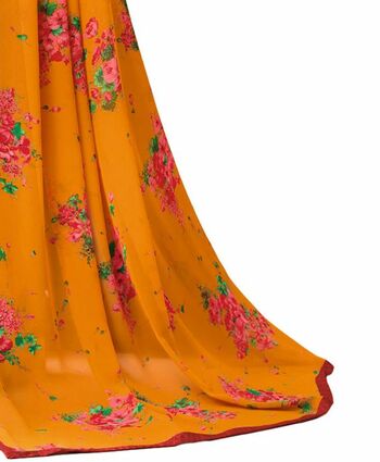 MGC Georgette Yellow colour saree with blouse piece SP923