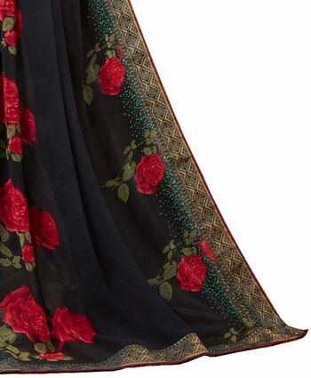 MGC Georgette Black colour saree with blouse piece SP987