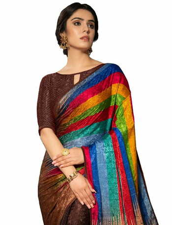 MGC Crepe Multi Color Saree SP17