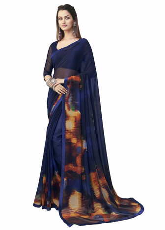 MGC Georgette Blue Color Saree SP158