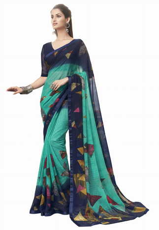 MGC Georgette Blue Color Saree SP156